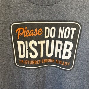 (1769) ODM Men’s Dark Gray Tee with Orange and White Graphic, Size: XL